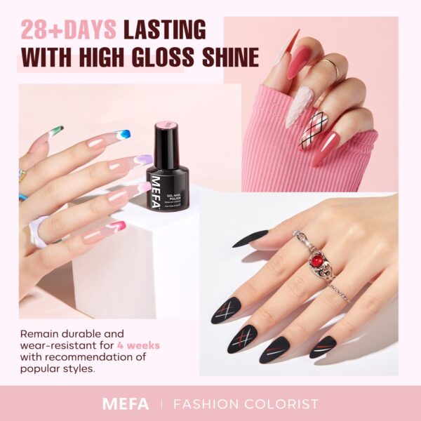 MEFA 56 Pcs Gel Nail Polish Kit with U V Light, 32 Colors All Seasons Soak Off Gel Polish Nail Set with Matte/Glossy Base Top Coat Essential Manicure Tools Nails Art DIY Christmas Gifts for Women - Image 2